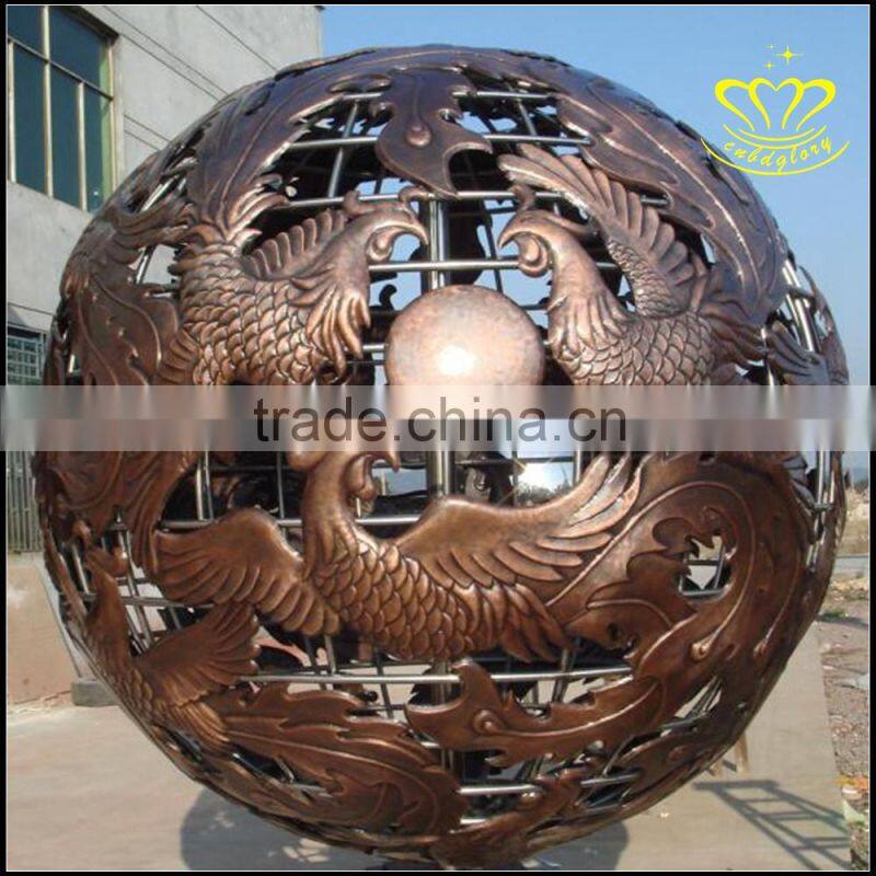 Cast copper hollow ball sculpture City Campus Square sculpture garden