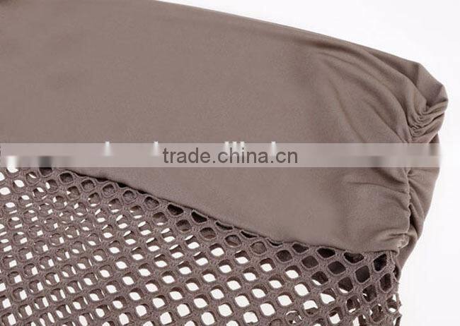 2015 western sexy women brown crochet long beach dress