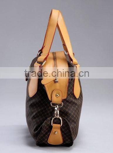 PVC triped material top zip satchel tote bag luxuries detail handbag