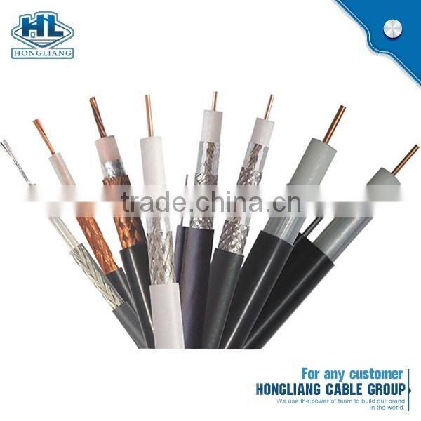 RG59U with 2 power siamese CCTV coaxial cable CCA conductor 75OHM solid PE Al foil shield bare copper wire braid