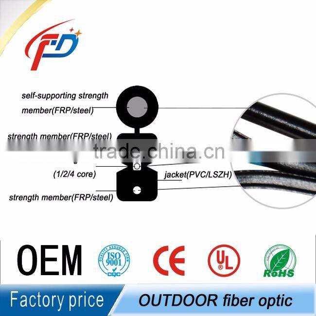 1 2 4 cores FTTH outdoor FRP LSZH sheath self-supporting finished drop cable