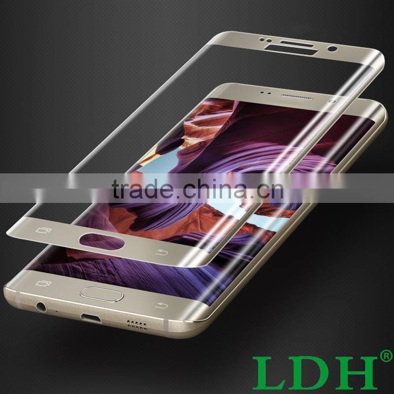 Wholesale full cover orginal color gold tempered glass screen protector for s6 edge 3d samsung galaxy curved with 9 hardness