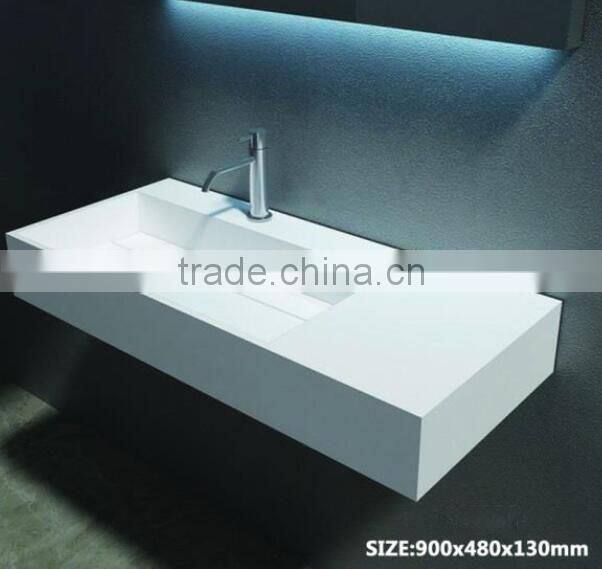 Modern Rectangular fbathroom solid surface wash basin, Stone Resin Wash Basin, wall hung wash basin