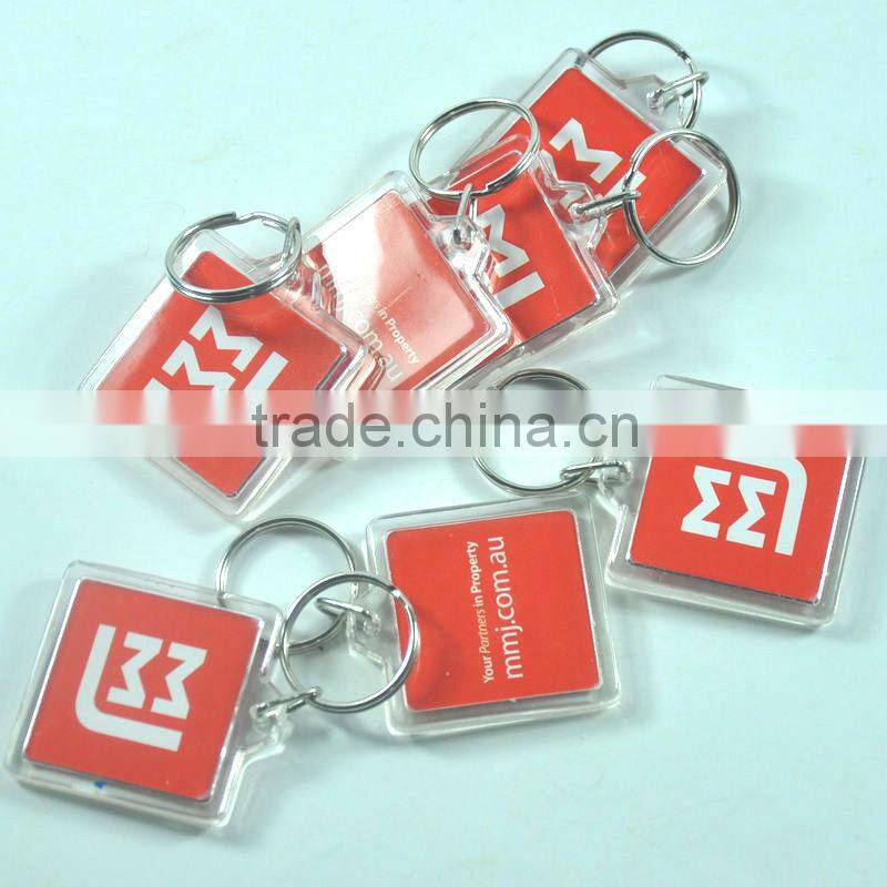 Custom design clear acrylic keyholder / plastic key chain / blank acrylic plastic key chain