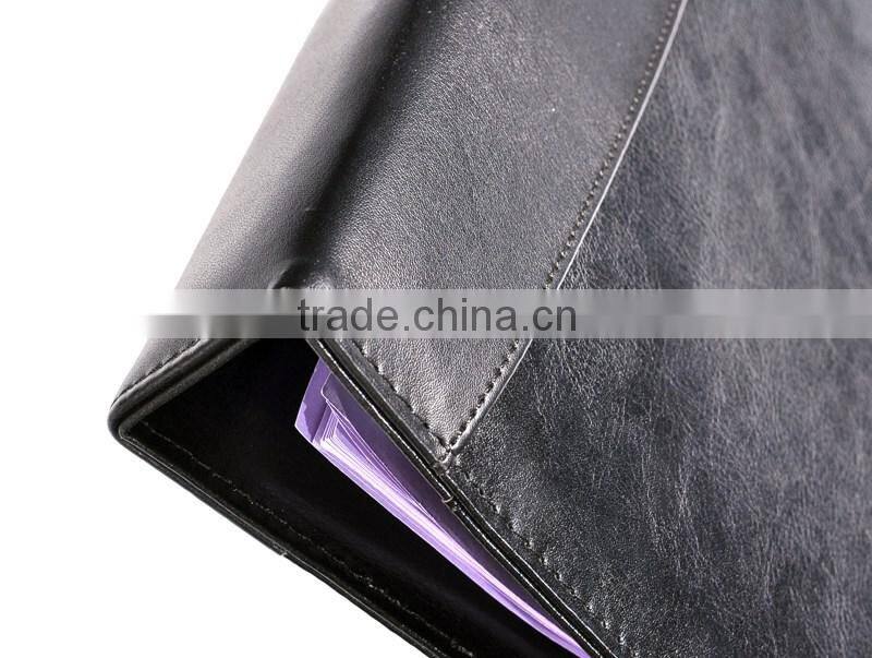 office product black PU A4 leather ring binder folder