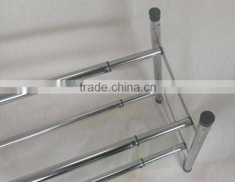Stackable extension chromed plated iron shoe rack tower