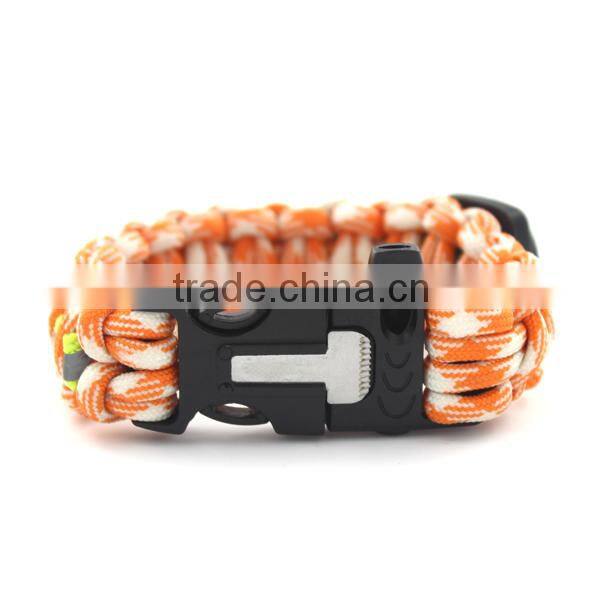 new reflective paracord bracelet with fire starter and compass