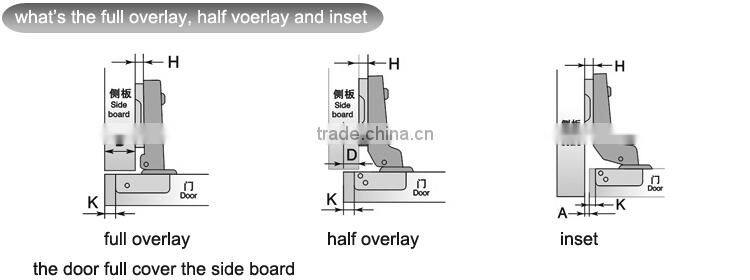 35mm cup two way half overlay cabinet door hinges