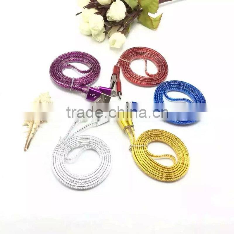 Tangle Free Flat Micro USB Charging Cord For Android Phones Charger Cable Fish Scale Shape USB Cable