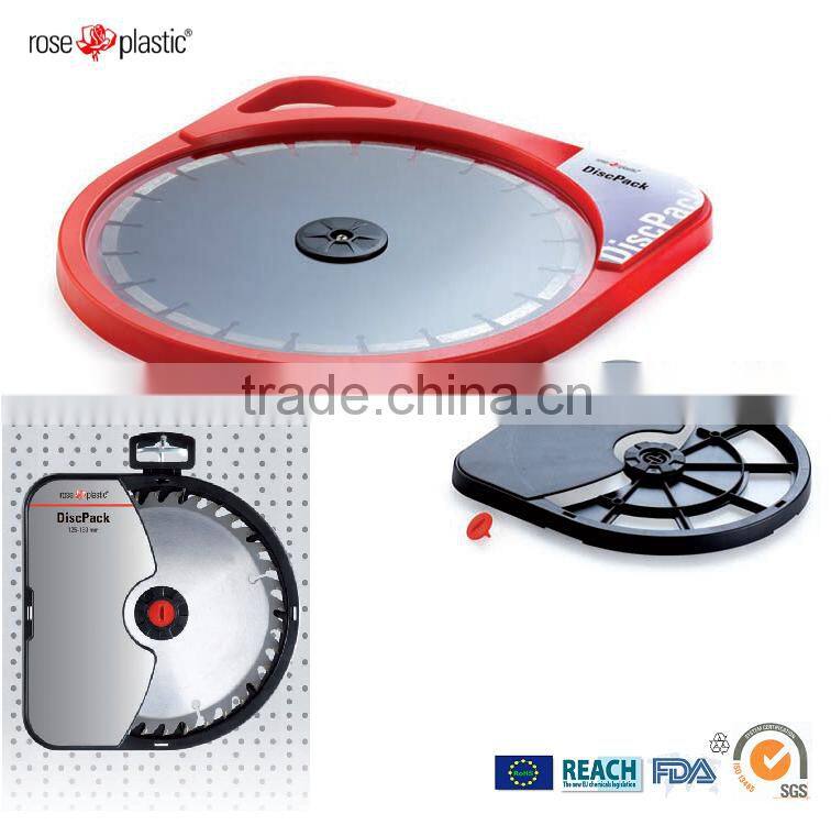 Hard durable plastic circular saw blades and carbide discs packaging with hanging loop Disk Pack PD