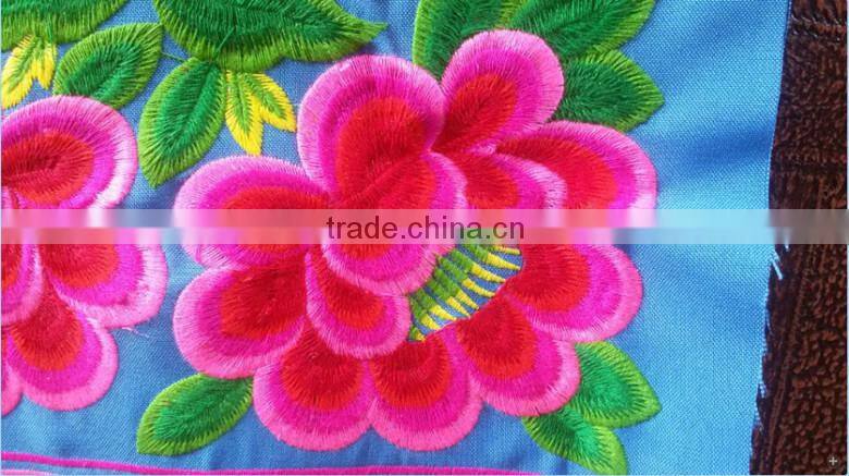 High quality rose embroidery fabric cotton canvas embroidery fabric