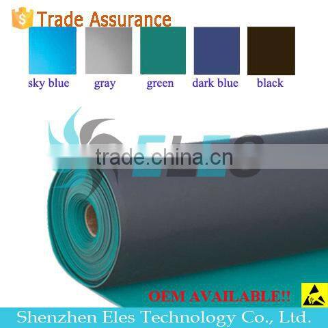 ES14101 glossy/dull black gray antistatic rubber table mat ESD table mat