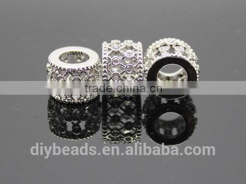 silver plated copper 12x8mm cz stone pave beads