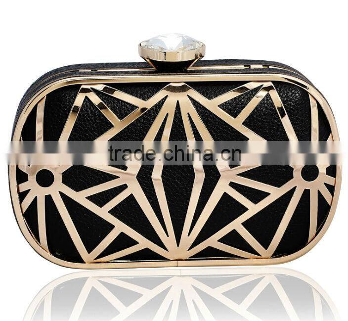 2014 metal mesh and leather evening bags fashion clutch Evening Bag
