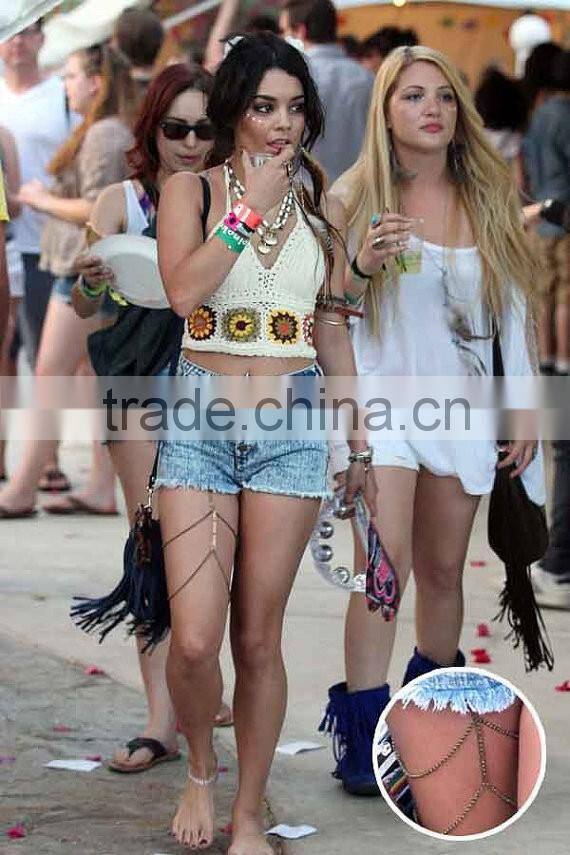New sexy double-deck tassels leg chain