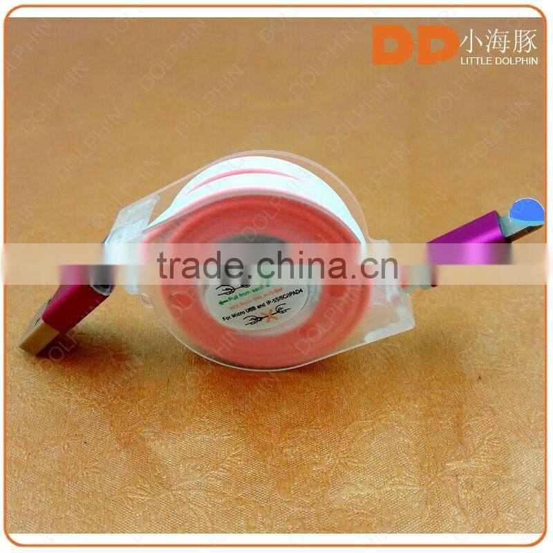 Colored high quality retractable micro usb cable for smartphone usb cable line