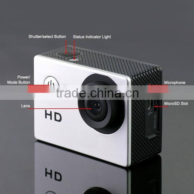 HD 720P Sport DV Action Camera 2.0" LCD 90 Degree Wide Angle Lens 30M Waterproof Mini Digital Camcorder