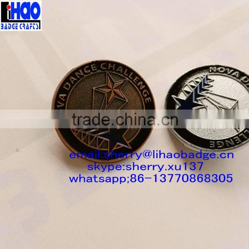 Custom die casting round lapel pin badge/Beautiful star Lapel pin/silver star badge