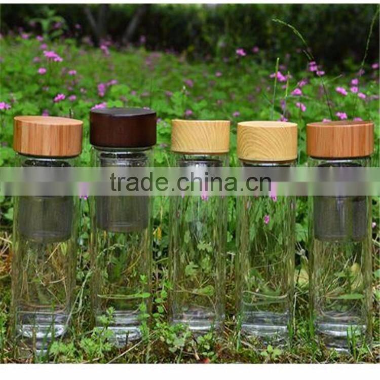 500ml Promotional Glass Drinkware Travel Leakpoof glass tea bottle infuser,glass filter drink water bottle