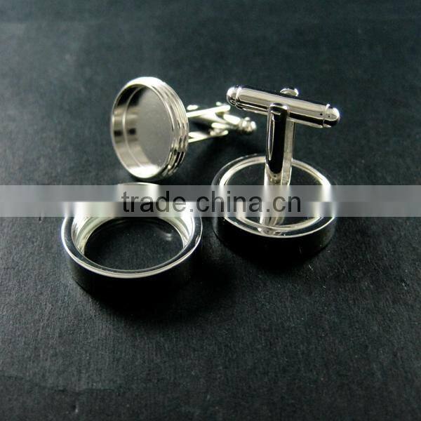 16mm setting silver round 3mm deep bezel tray charm floating DIY photo cufflinks,wedding cuff links blanks supplies 1500038