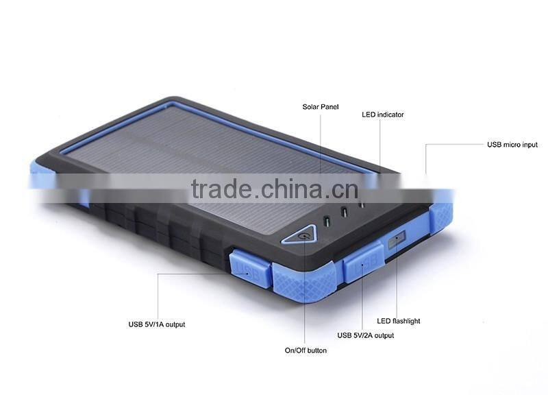 Outdoor real capacity solar power bank 8000mah waterproof IPX6