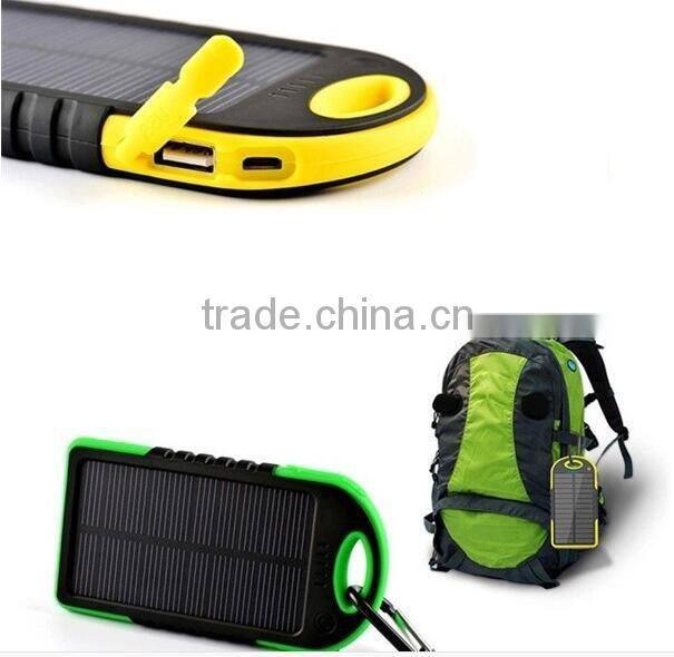2016 Hotsale Waterproof Solar Power Bank 5000mAh, Portable Solar Charger