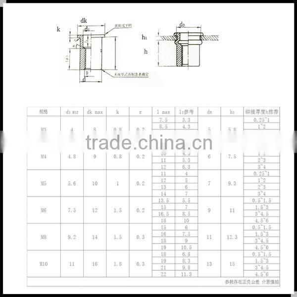 good quality M3-M12,1/4-20,3/8-16 stainless steel flat head rivet nut