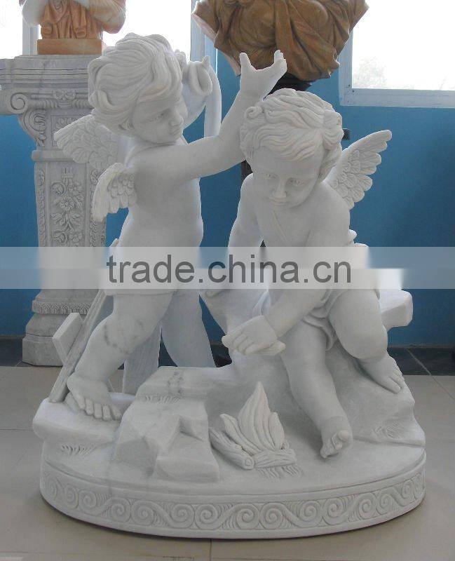 Marble Carving Angel Cherub Figurine Statue