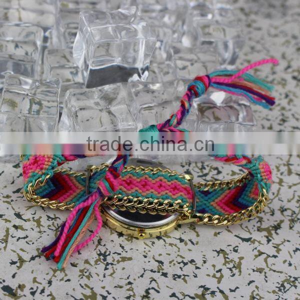 2015 Luxury fashion Geneva watch ,braided weave wristwatch,geneva woman watch