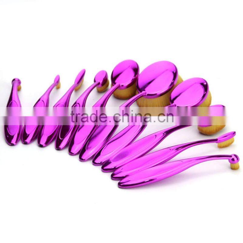 New High Quality 10pcs oval make up brush set, Oval foundation brush