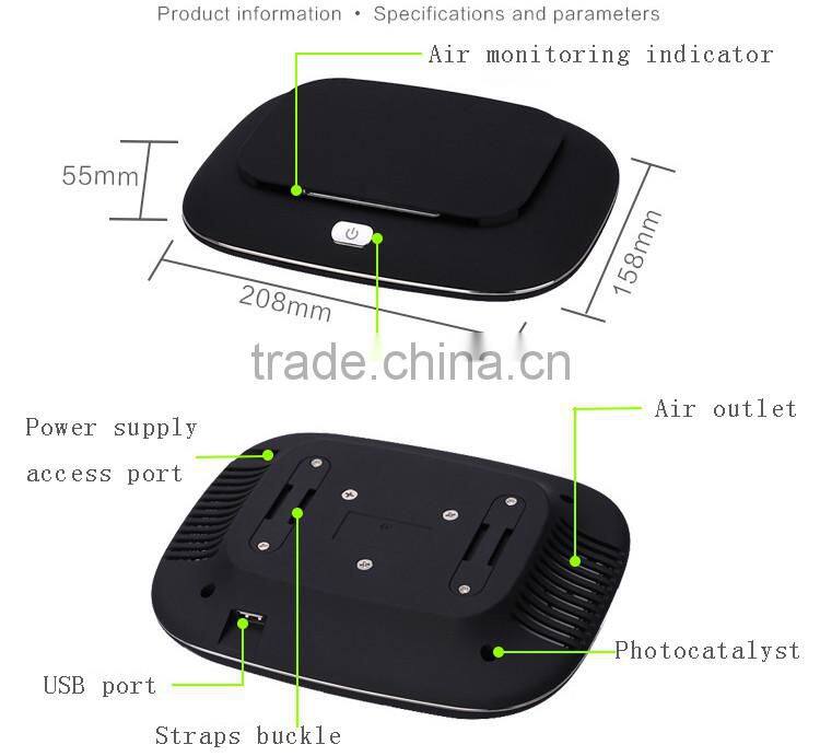 Most practical portable mini car air purifier ionizer and USB charger