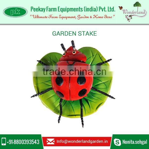 Metal Decorative Plastic Ladybug on Lotus Leaf Garden Stake at Attractive Rate