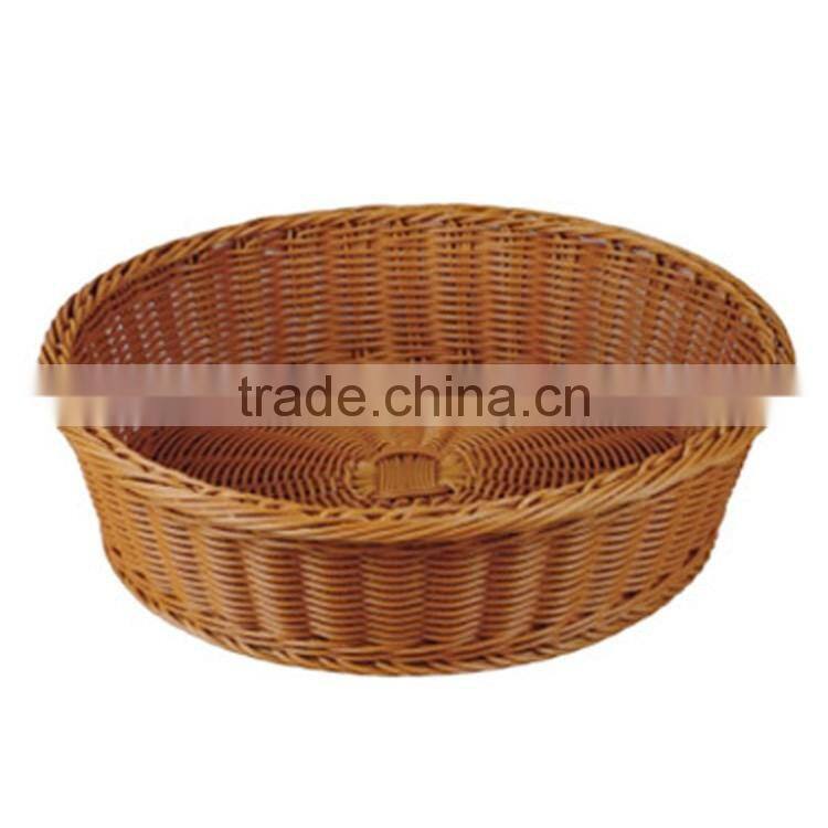 S&D customized handcraft waterproof cheap brown round pe rattan wicker bread basket