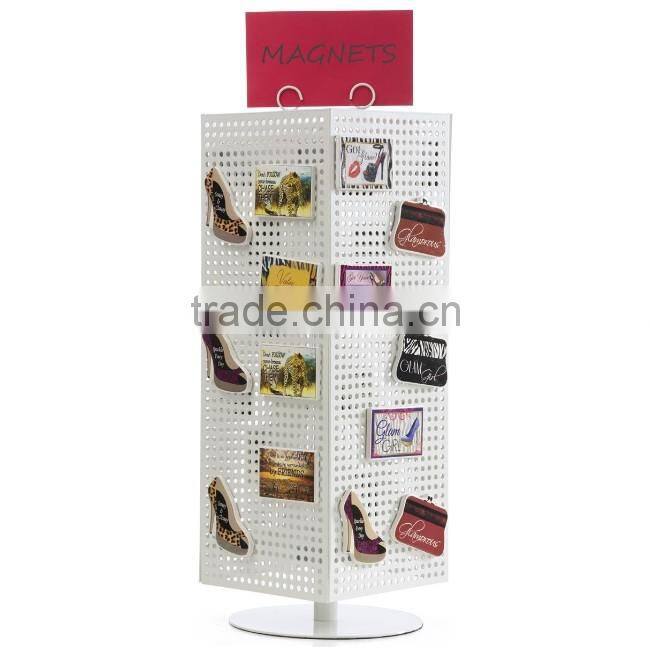 60 Hooks White Magnetic Counter Pegboard Spinner Rack