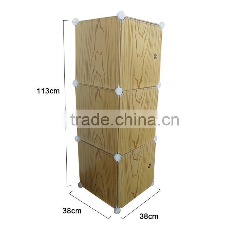 DIY Plastic 3 Cubes Bookcase With Door