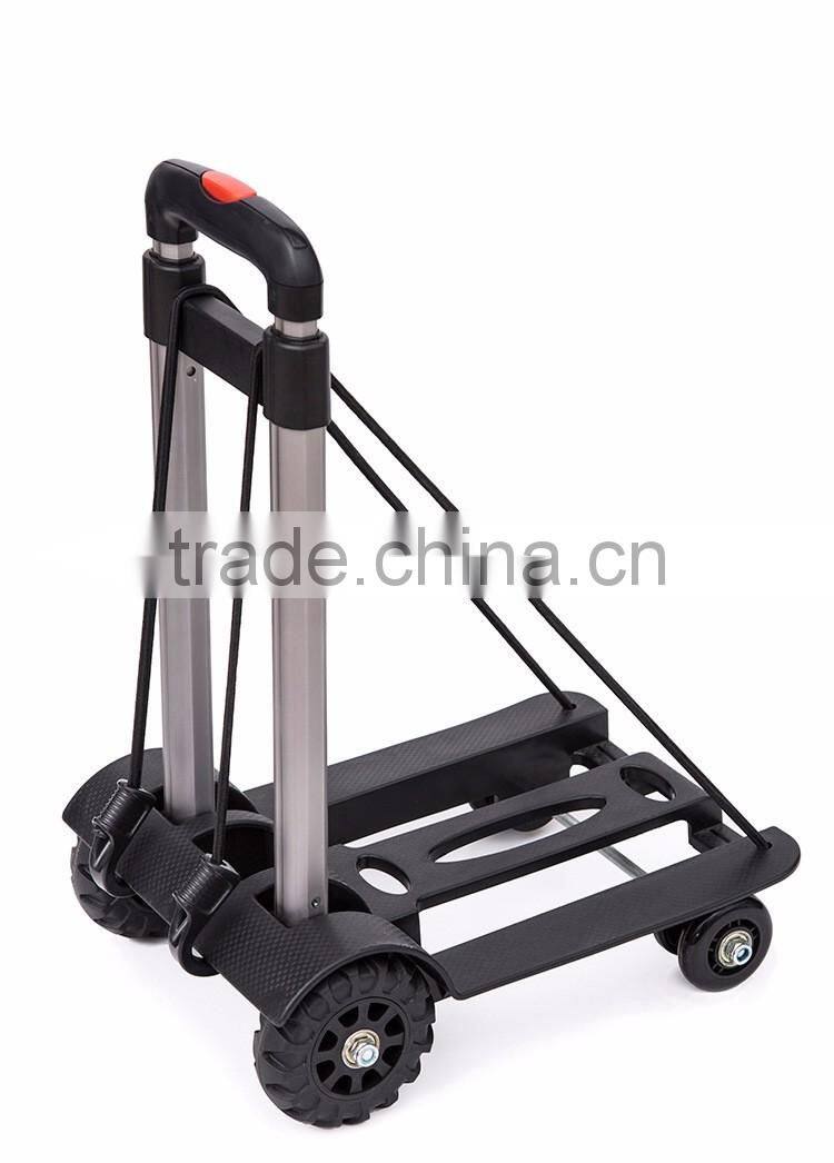 Upgrade Folding Shopping Cart with 4 Wheels/Lightweight Aluminum Cube Folding Luggage Cart/ Portable Hand Trolley