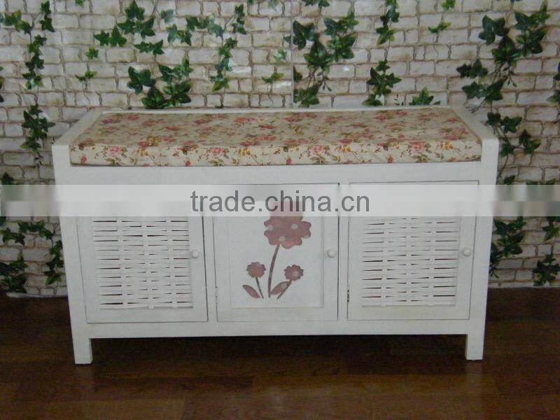 antique wooden footstool wooden storage cabinet wooden shoe rack T10-1018