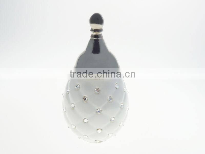 Wholesale Porcelain White Color Small Jewel Box Or Candy Pot With Swarovski Crystal V1043-CM06-0594