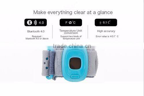 Wearable Smart Electronic Fever Monitor with LCD Display, Baby thermometer, alarm monitoring device with Bluetooth