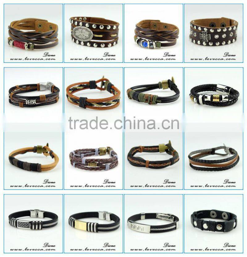 Men's Leather Bracelets 316L Stainless Steel jewelry genuine leather bracelet
