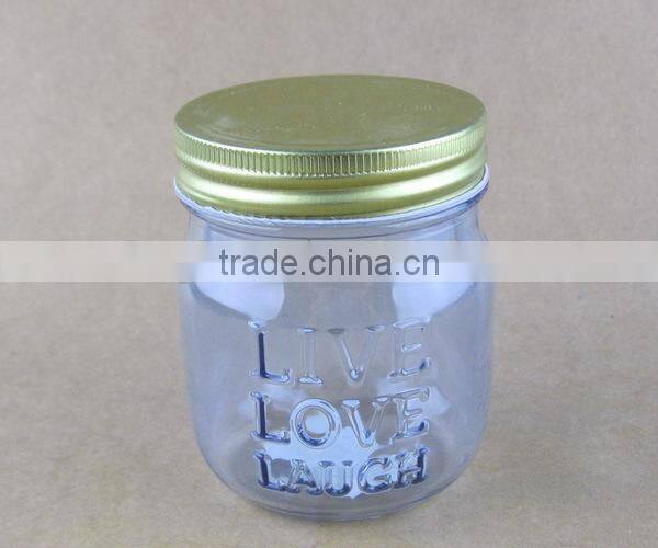 light blue glass jar new mason jar with metal cap 250ml