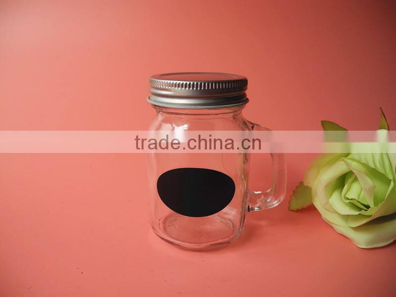 small handling screw cap sealing glass mason jar with blackborad