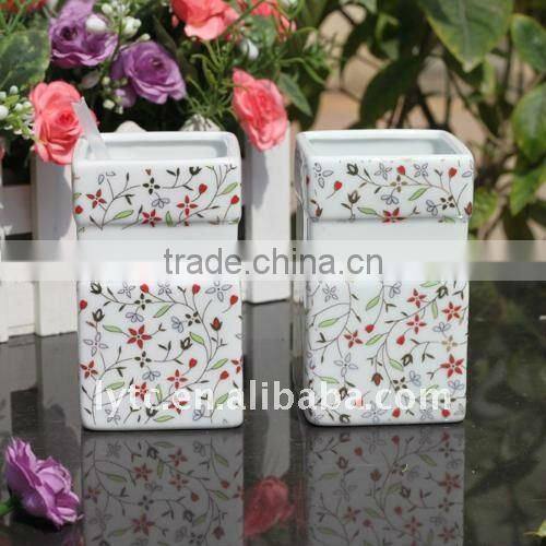 5pcs flower design ceramic bath accessory set