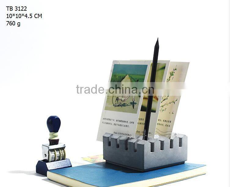 Industrial Grey Handmade pens pencils holder in geometric square shape