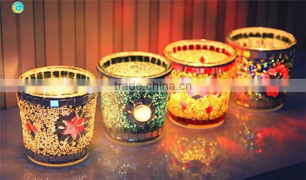 Round shape mosaic candle holder for holidays