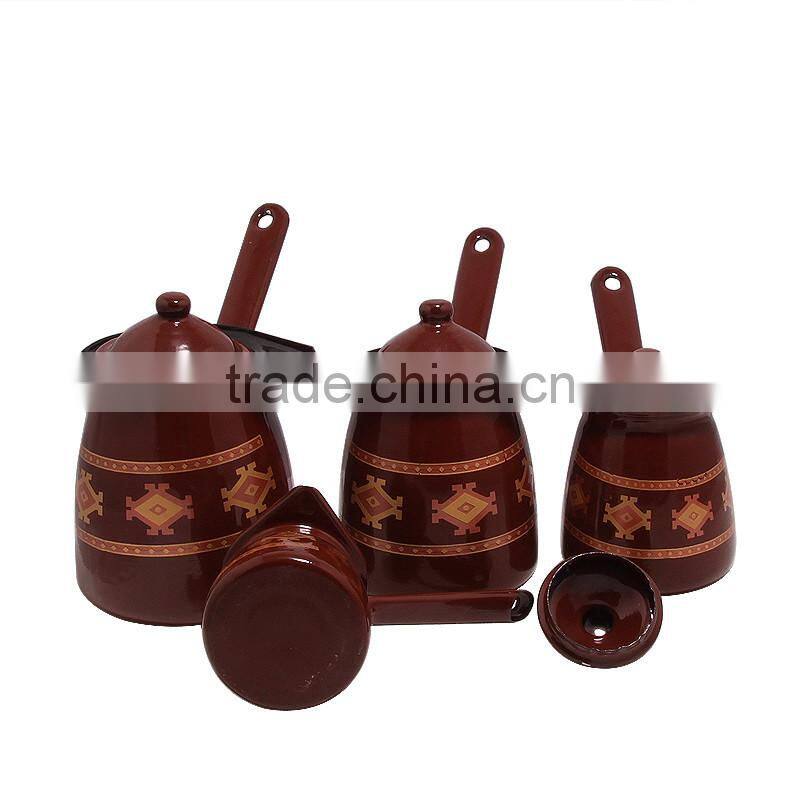 brown color enamel coffee warmer can with enamel lid