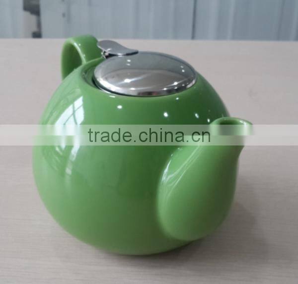 BTHJC-5 Ceramic green teapot with S/S lid and fliter