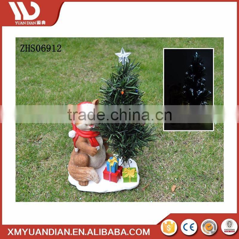 Gift Craft Santa Resin Christmas Ornament Led Solar Mini Christmas Tree Light