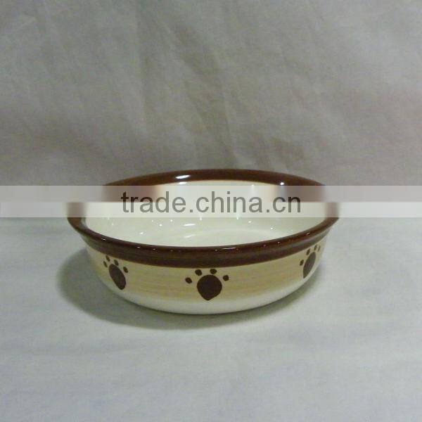 Brown Prints Ceramic Water Bowl for Pet