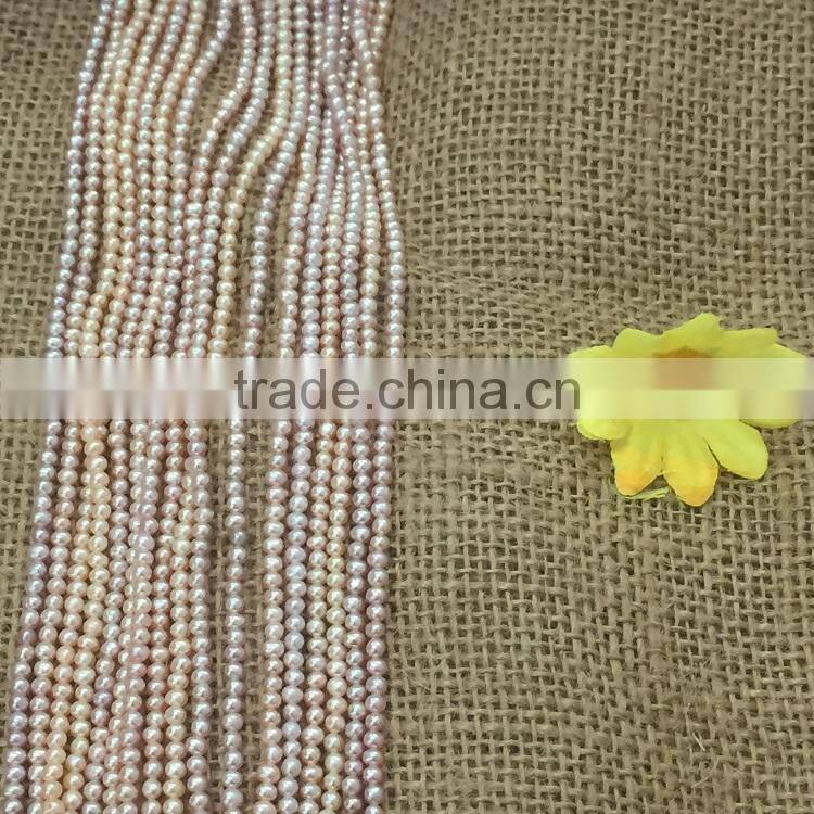 3mm pink freshwater pearl strand